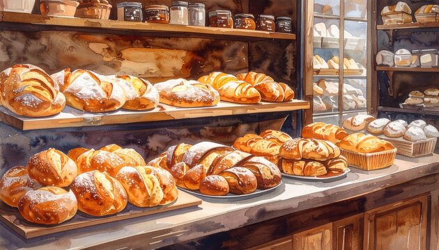 Freshly baked cinnamon rolls in bakery display case.