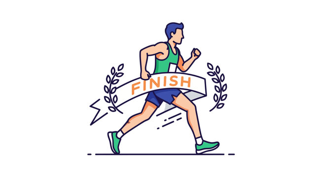 Man running to finish line.