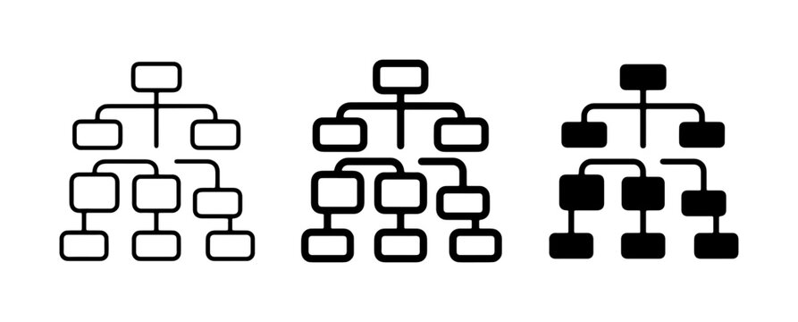 Organizational Chart Icons, Hierarchy Diagrams, Business Structure Flowcharts, Team Management Tree Graphics, Corporate Hierarchy Vector Set