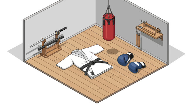 Martial arts training equipment set.