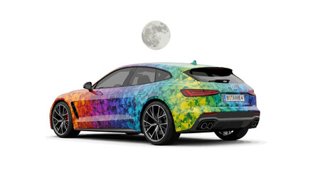 Naklejka premium Multicolor Painted Modern Luxury Car.
