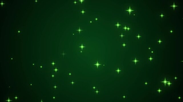 Sparkling Green Stars Magic Particle Effect Motion Background Video Animation