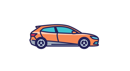 Fototapeta premium Orange Hatchback Car Side View.