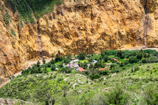 Sangalle village and oasis in Colca Canyon, Peru