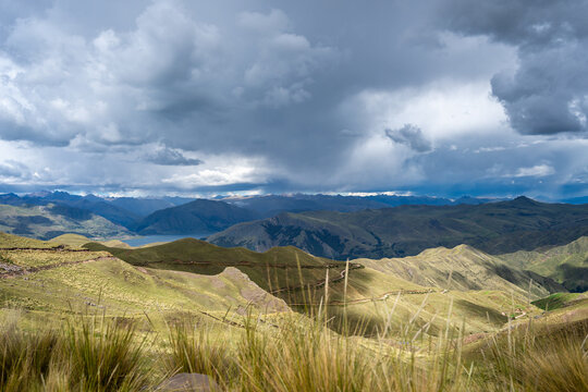 Rolling Green Mountains Between Cusco and Waqrapukara, Peru