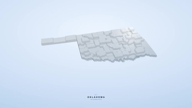 Oklahoma USA 3D state map in glass style, rotating animation seamless loop