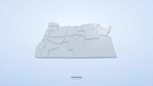 Oregon USA 3D state map in glass style, rotating animation seamless loop