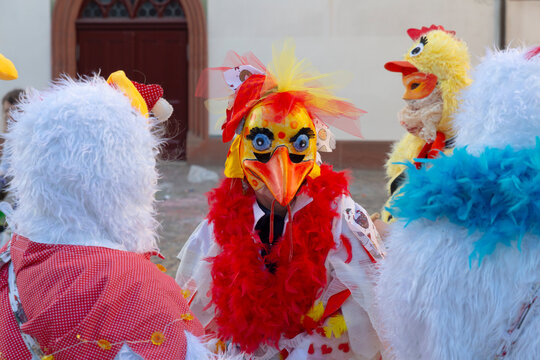 Basel carnival 2026. Small group of participants in costumes