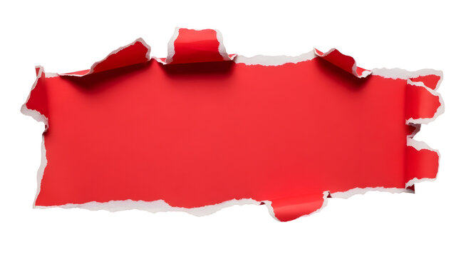 Torn red paper with jagged edges against a black background a dramatic visual element