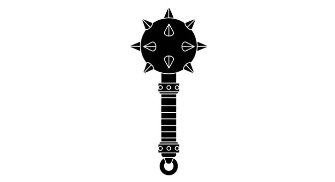 Vector illustration of mace weapon icon, medieval knight equipment on a transparent background