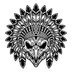 Fototapeta premium Native American Skull Headdress Graphic, Tribal Eagle Mask Illustration
