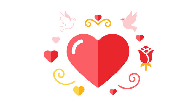 Red heart surrounded by small hearts.