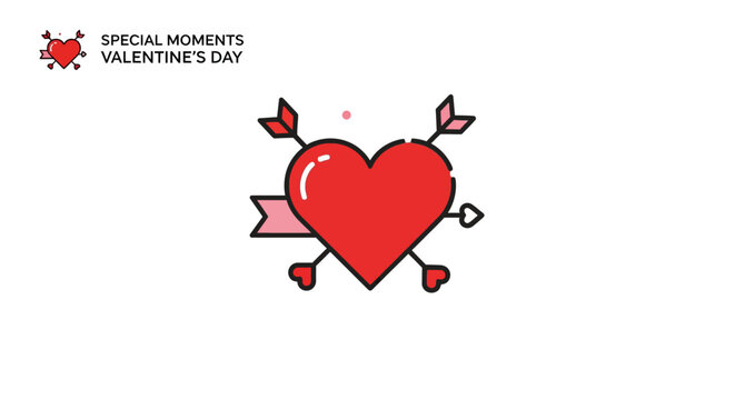 Red heart with arrows Valentine symbol.