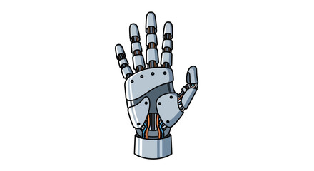 Fototapeta premium Robotic hand with metal fingers extended.