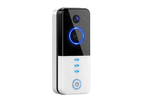 Modern smart doorbell with blue light and camera