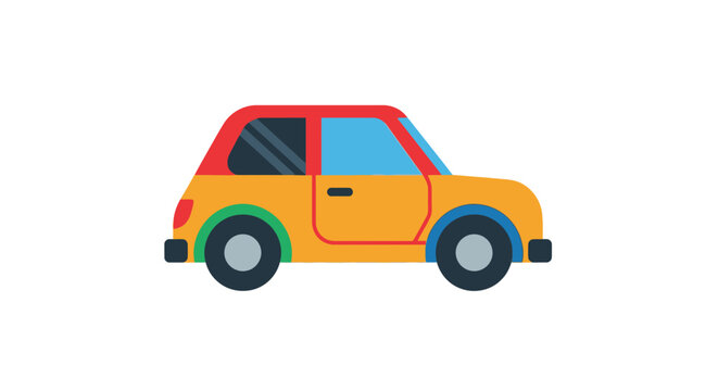 Small Yellow Car Side View.