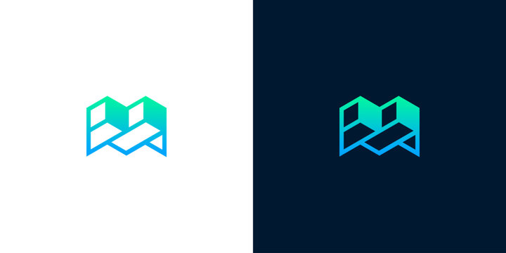 Modern isometric letter M logo design representing architecture, technology, real estate, and financial corporate branding
