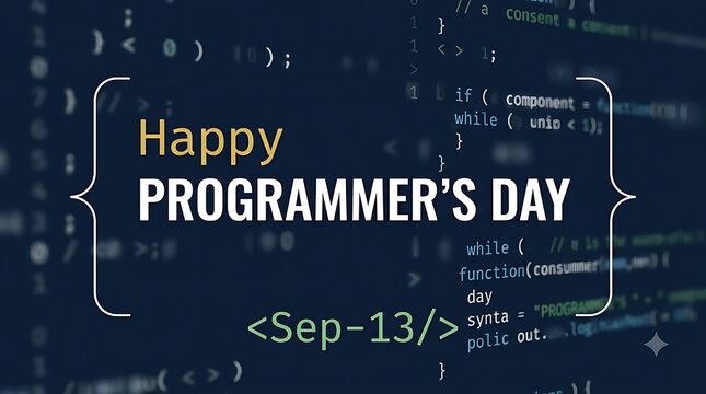 Happy Programmer's Day Card with Code Background