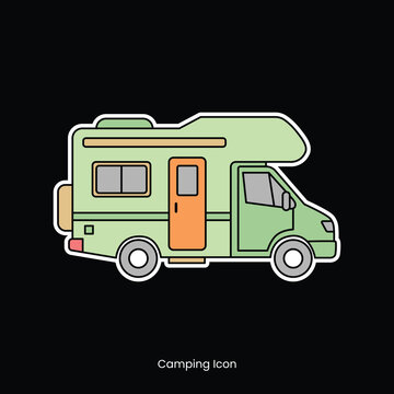 Green Camper Van Isolated Sticker