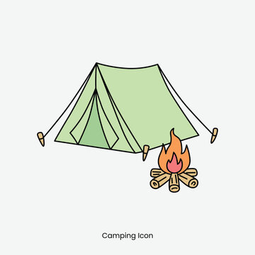 Tent and Campfire Camping Illustration
