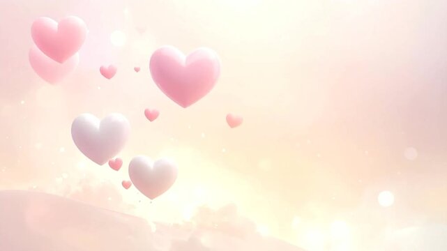Floating Pink Hearts Background With Soft Bokeh Light Effects For Romantic Love Celebration And Elegant Wedding Invitation Design