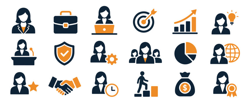 Collection Of Flat Design Business And Technology Icons.