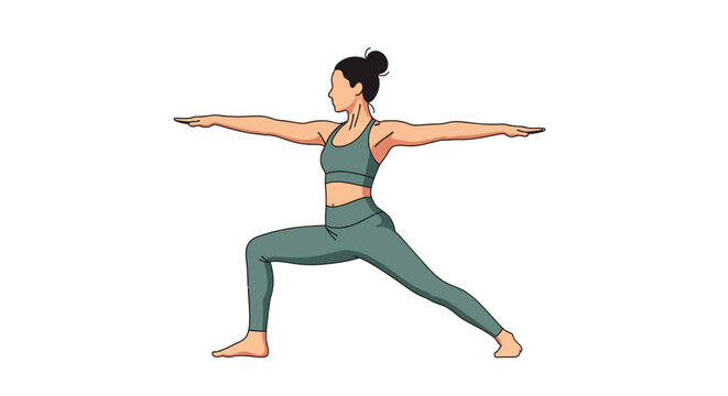 Woman in Warrior Yoga Pose Outstretched.