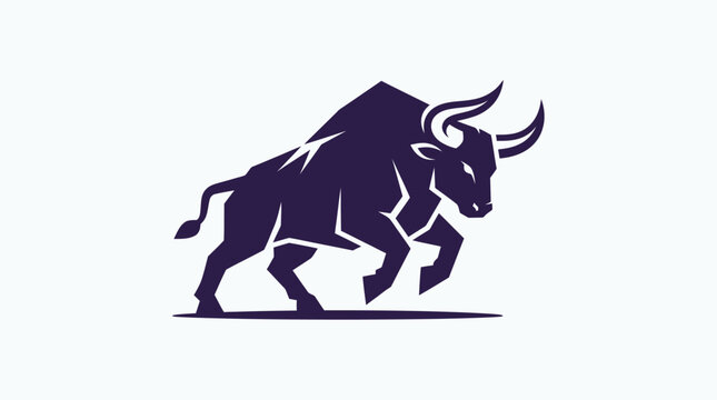 Charging bull silhouette athletic mascot logo.