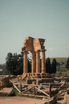 Temple of Castor and Pollux in the Valley of the Temples Agrigento Sicily