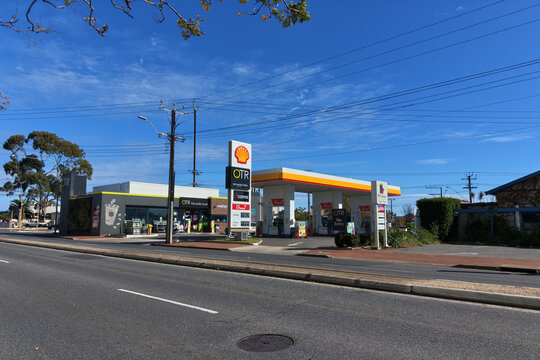 Woodville, South Australia - August 2 2026: OTR Petrol and convenience store on the roadside under a blue sky, offering fuel and services