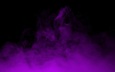 Obraz premium Abstract purple smoke and fog swirling on black background with glowing violet texture and copy space, ideal for mystery, fantasy, vapor, energy, atmospheric, and creative design concepts.