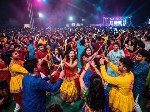 Youth Garba Dance Circle &ndash; DJ Night Navratri Festival Celebration Banner