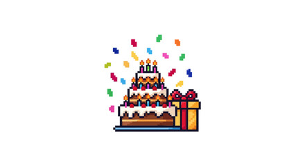 Fototapeta premium Birthday cake with colorful confetti.