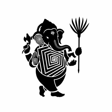 Lord Ganesha silhouette with geometric patterns