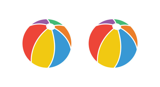 Beach Balls With Colorful Panels Flat Vector Illustration On White Background