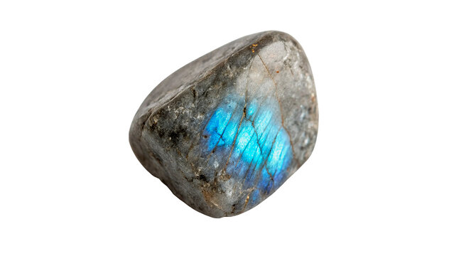 Polished natural labradorite gemstone mineral rock isolated on transparent background