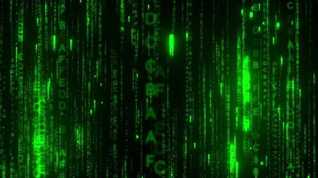 Title Green Digital Matrix Data Rain Cyber Technology Background