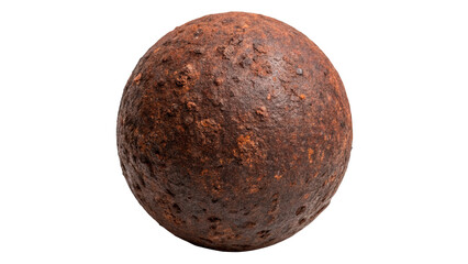 Fototapeta premium Rusty textured iron metal ball sphere object isolated on transparent background
