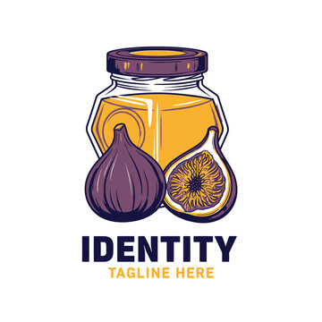 Purple fig fruit and jam jar label logo.