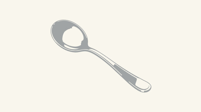 Simple silver metal spoon icon for kitchen use