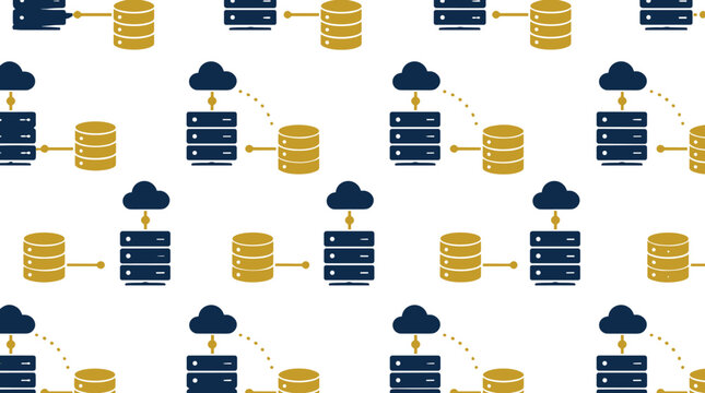Seamless pattern of cloud computing and server database storage icons