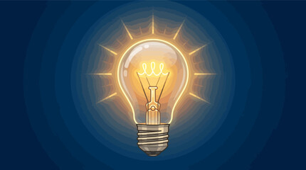 Glowing incandescent light bulb on dark blue background © herdi