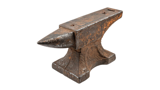 Old heavy iron anvil blacksmith forge tool isolated on transparent background