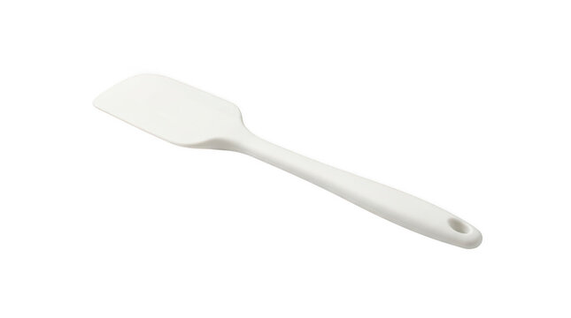 White silicone kitchen spatula isolated on transparent background