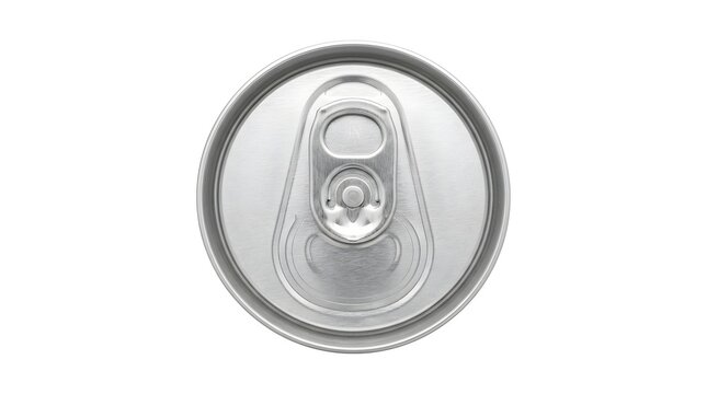 Top view of a blank aluminum beverage can lid