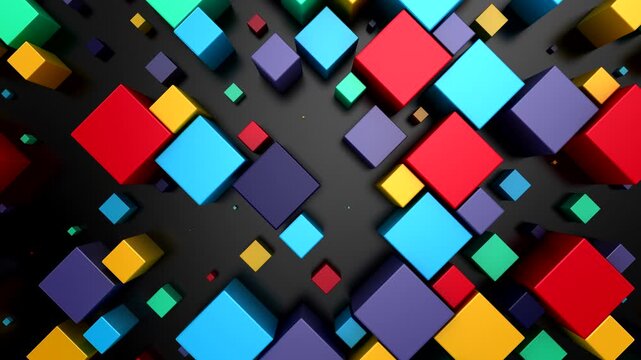 Background of Cubes. Abstract motion, loop, 3d rendering, 4k resolution
