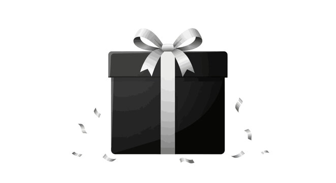Black Gift Box with Ribbon.