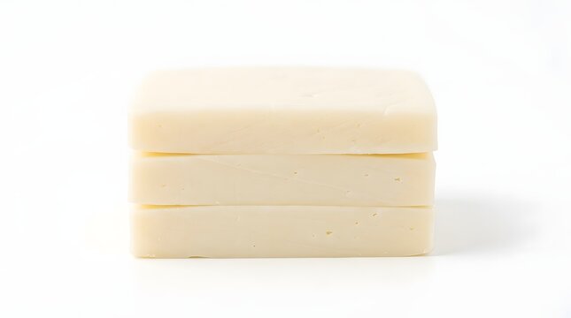 Stack of white cheese slices