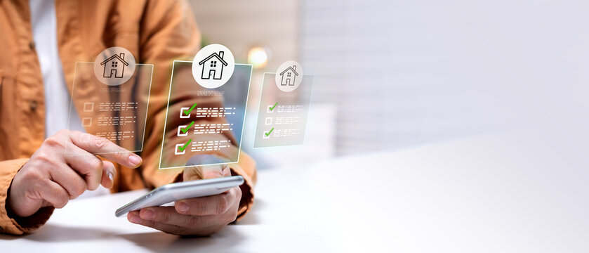 real estate mortgage loan helps calculate and compare finance for property, as a young couple looking for a new residential home to buy makes a confident financial decision.
