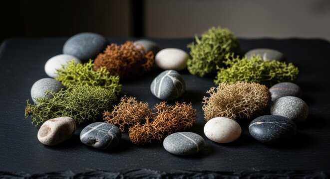 Artistic Arrangement of Dried Moss and Stones 303